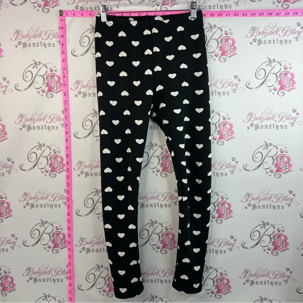 Just Cozy fleece lined pants hearts Black PolkaDot Heart Print Leggings